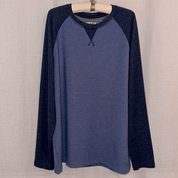 ORVIS XL Navy Blue Reverse Weave Raglan Sleeve Crewneck Pullover Sweater - Picture 1 of 12